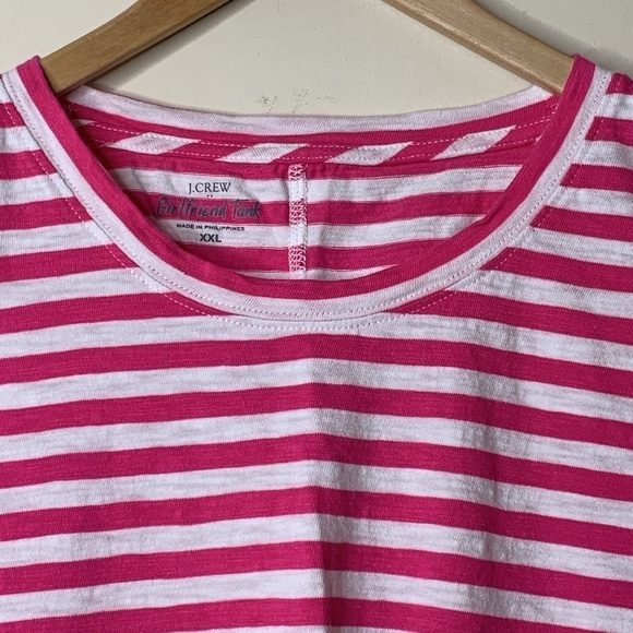 J Crew | Pink White Striped 100% Cotton Reimagined Girlfriend Tank Top XXL - Picture 4 of 8